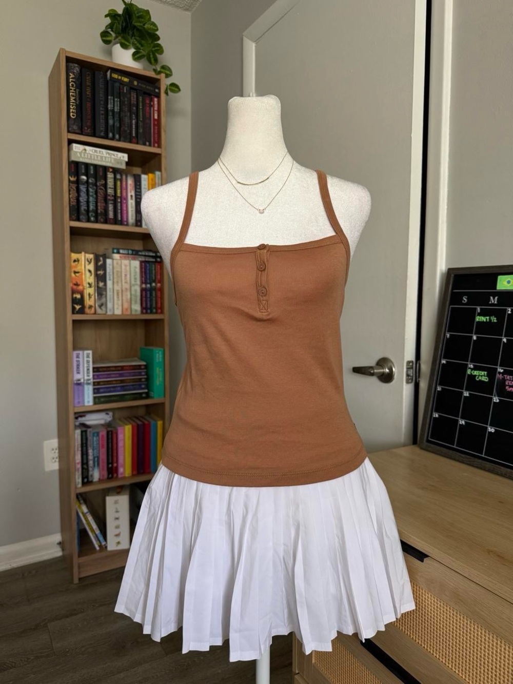victoria's secret PINK brown cami top with button details